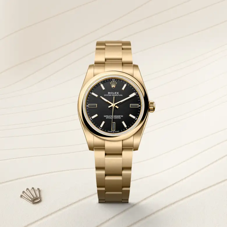 Rolex Oyster Perpetual 34 18 kt yellow gold, M124208-0001